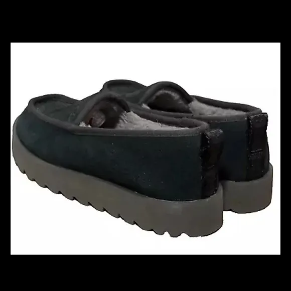 UGG Women's Super Moc Slipper Suede Black Platform Shoes Size 8