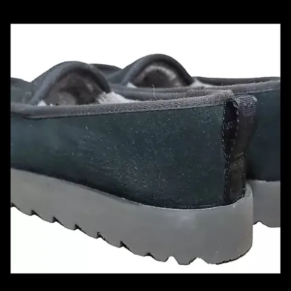 UGG Women's Super Moc Slipper Suede Black Platform Shoes Size 8