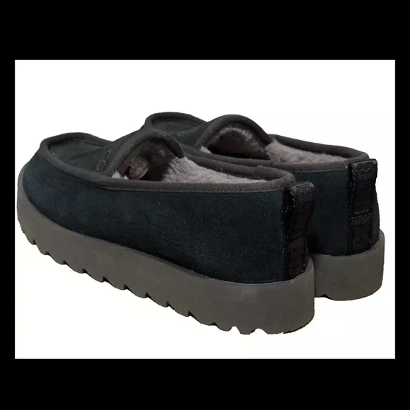UGG Women's Super Moc Slipper Suede Black Platform Shoes Size 8