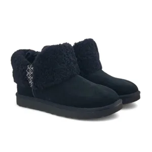 UGG Women's Ultra Mini Braid Cozy Sheepskin Black Booties Size 9 EU 40