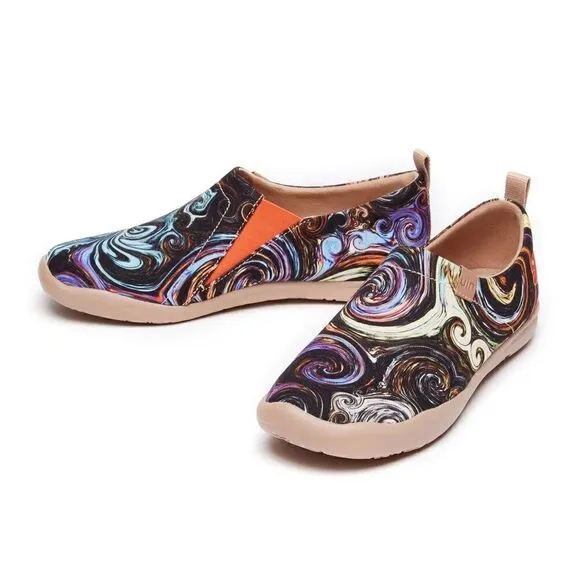 UIN Men's Sneaker Painted Canvas Slip-On Walking Travel Shoes (Starry Night)
