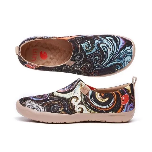UIN Men's Sneaker Painted Canvas Slip-On Walking Travel Shoes (Starry Night)