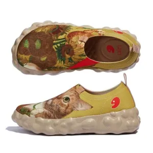 UIN Men's Walking Travel Shoes Casual Sneaker (SUNFLOWERS AND CAT TOLEDO VI )