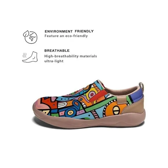 UIN Women's Graffiti Art Painted Walking Shoes Microfiber (EU39.5 no box 133)