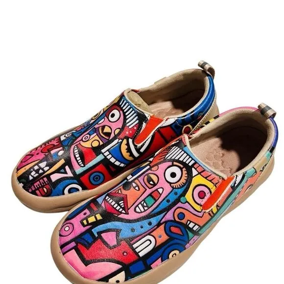 UIN Women's Graffiti Art Painted Walking Shoes Microfiber (EU39.5 no box 133)