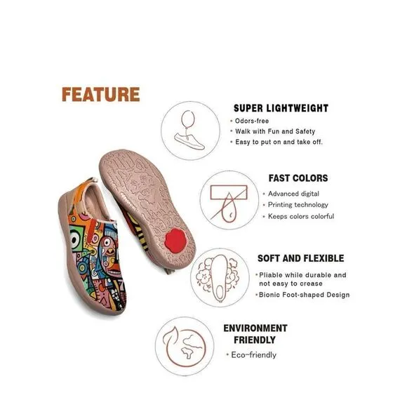 UIN Women's Graffiti Art Painted Walking Shoes Microfiber (EU39.5 no box 133)
