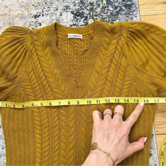 Ulla Johnson Puff Sleeve Sweater in Mustard Wool