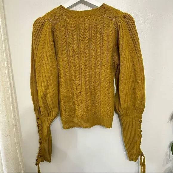 Ulla Johnson Puff Sleeve Sweater in Mustard Wool