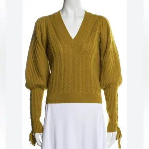 Ulla Johnson Puff Sleeve Sweater in Mustard Wool