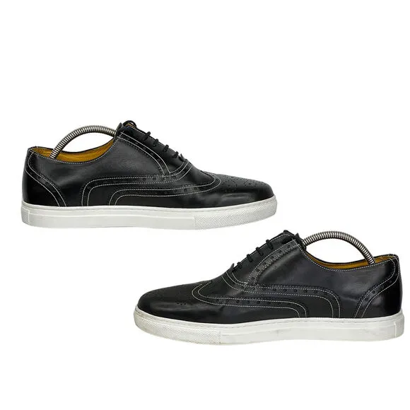 Undandy Brogue Leather Oxford Sneaker '92 by Hacket Black Low Top Shoes 42 8.5