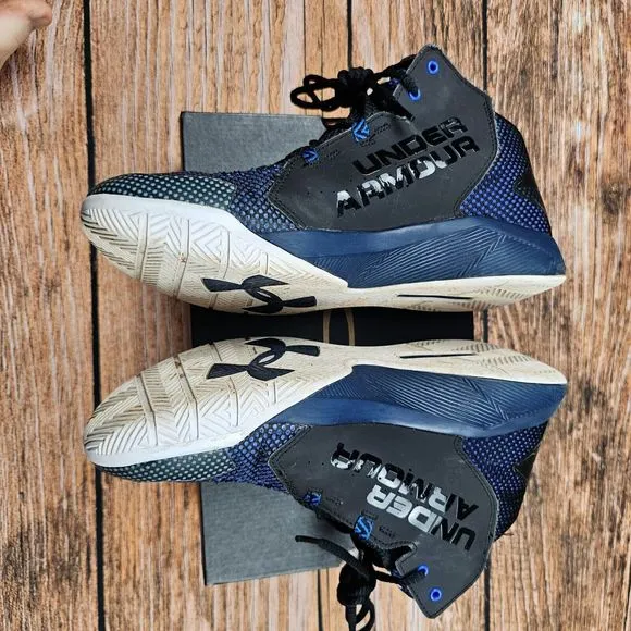 Under Armour Charged Men's 10 High Top Basketball Shoes Sneaker Blue Black