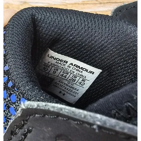Under Armour Charged Men's 10 High Top Basketball Shoes Sneaker Blue Black