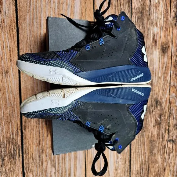 Under Armour Charged Men's 10 High Top Basketball Shoes Sneaker Blue Black