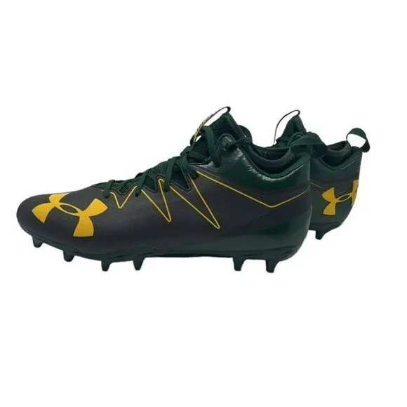 Under Armour Mens Nitro Football Shoes Green 1290962-013 Mid Top Cleats 12M New
