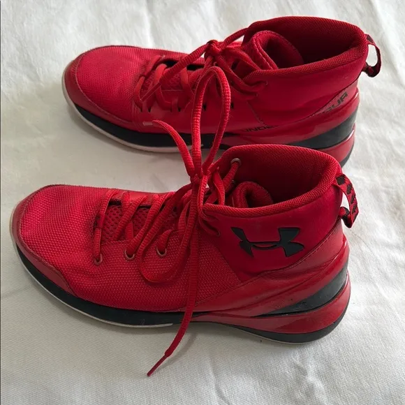 Under Armour Red High-Top Basketball Shoes, 5
