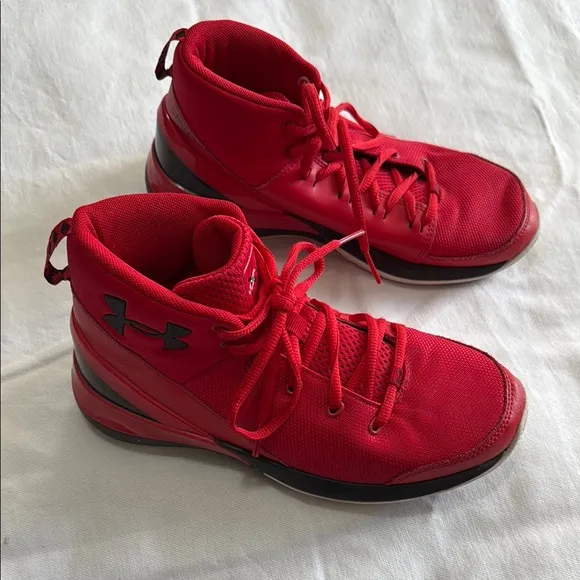 Under Armour Red High-Top Basketball Shoes, 5