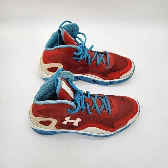 Under Armour Shoes Mens 10 M Spine Crimson Teal Blue 1238198-601 Hi Top Sneaker