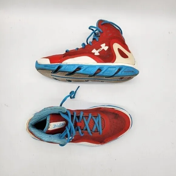 Under Armour Shoes Mens 10 M Spine Crimson Teal Blue 1238198-601 Hi Top Sneaker