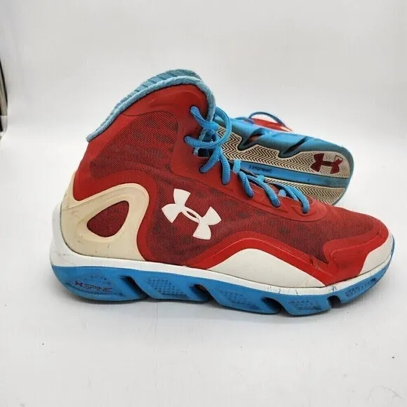 Under Armour Shoes Mens 10 M Spine Crimson Teal Blue 1238198-601 Hi Top Sneaker