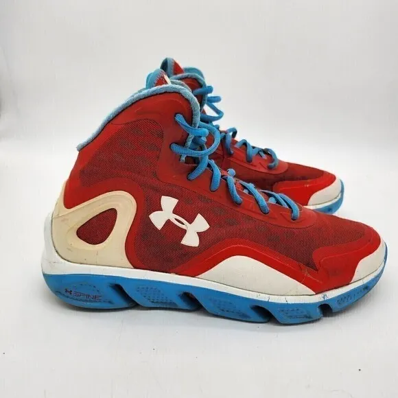 Under Armour Shoes Mens 10 M Spine Crimson Teal Blue 1238198-601 Hi Top Sneaker