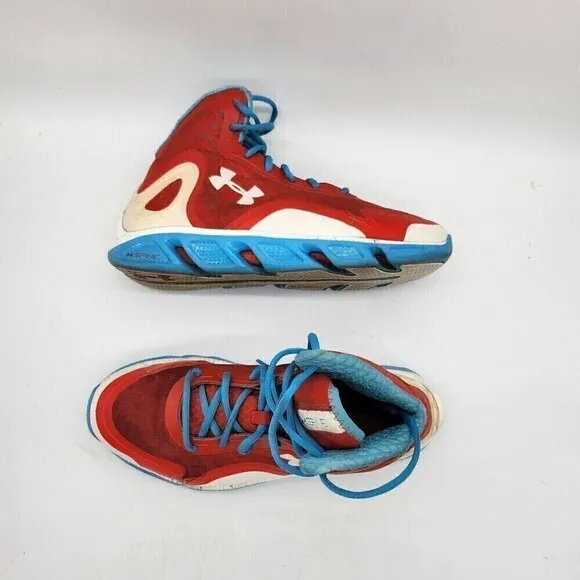Under Armour Shoes Mens 10 M Spine Crimson Teal Blue 1238198-601 Hi Top Sneaker