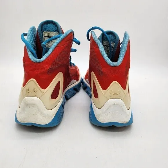 Under Armour Shoes Mens 10 M Spine Crimson Teal Blue 1238198-601 Hi Top Sneaker
