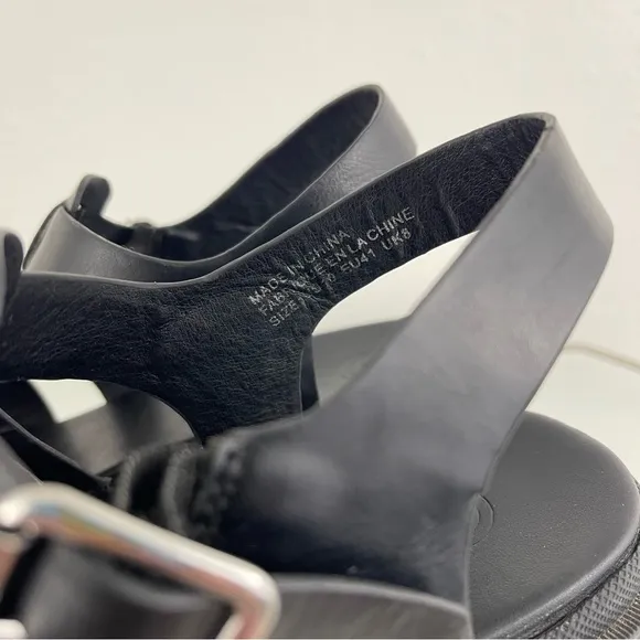 URBAN OUTFITTERS Womens Black Leather Edgy Grunge Lia Fisherman Heeled Sandals
