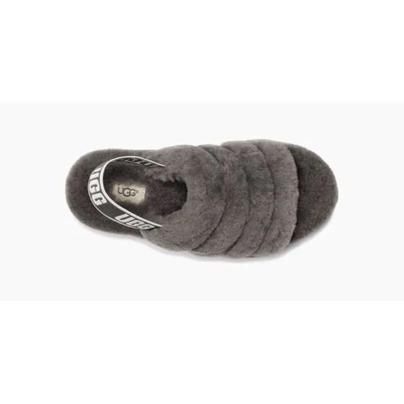 Urban Outfitters x UGG® Fluff Yeah Shearling Fur Slide Sandals Charcoal Grey