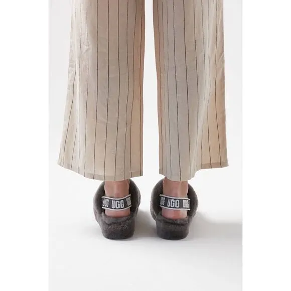 Urban Outfitters x UGG® Fluff Yeah Shearling Fur Slide Sandals Charcoal Grey