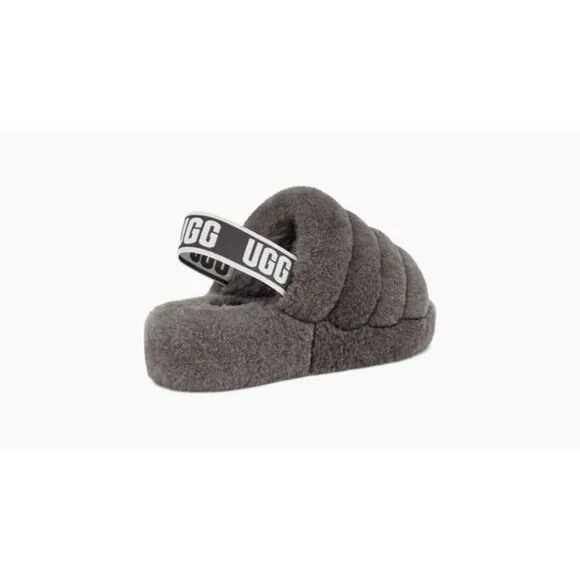Urban Outfitters x UGG® Fluff Yeah Shearling Fur Slide Sandals Charcoal Grey
