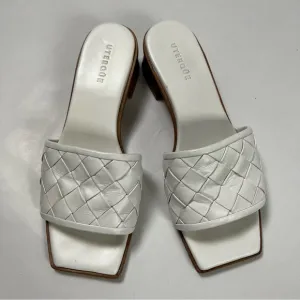 UTERQUE White Square Toe Leather Woven Sandals Sz 38