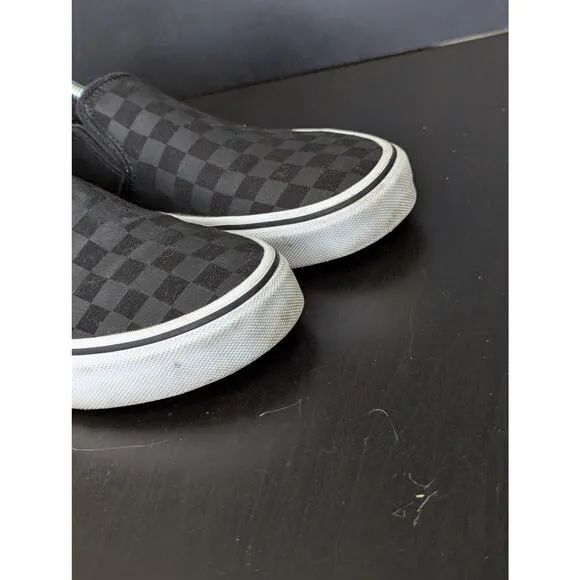VANS Asher Checkerboard Slip On Shoes Sneakers Skateboarding Skater Gray Black