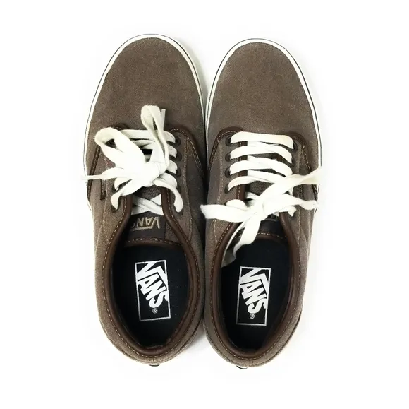 Vans Atwood Washed Brown Canvas Low Top Skater Shoes Sneakers Mens Size 7.5