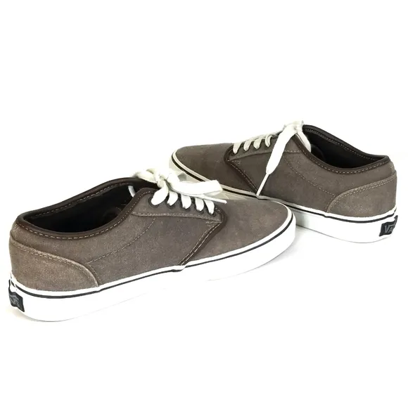 Vans Atwood Washed Brown Canvas Low Top Skater Shoes Sneakers Mens Size 7.5