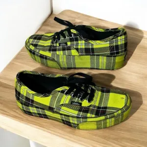 Vans Authentic Platform 2.0 Shoes Plaid Yellow Lemon Chrome Men 5 Women 6.5