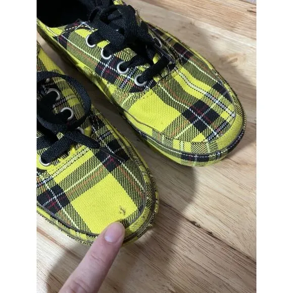 Vans Authentic Platform 2.0 Shoes Plaid Yellow Lemon Chrome Men 5 Women 6.5