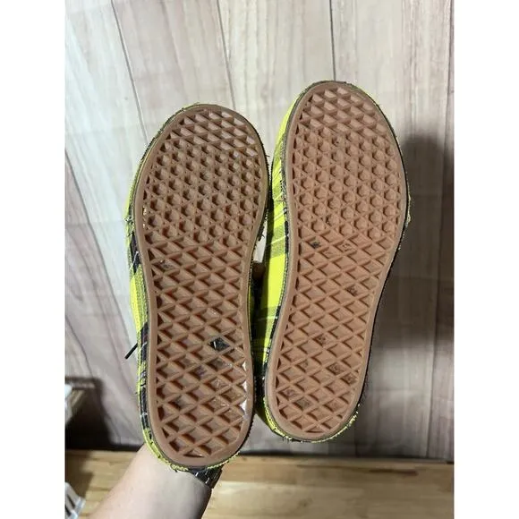 Vans Authentic Platform 2.0 Shoes Plaid Yellow Lemon Chrome Men 5 Women 6.5