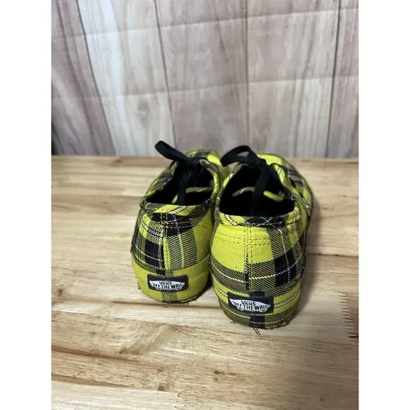 Vans Authentic Platform 2.0 Shoes Plaid Yellow Lemon Chrome Men 5 Women 6.5