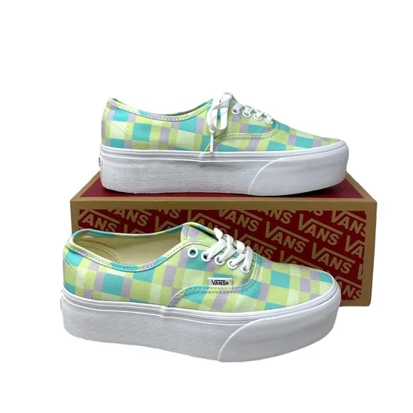 VANS Authentic Platform Shoes Pastel Picnic Canvas Multi Women Size VN0A5KXXPP5