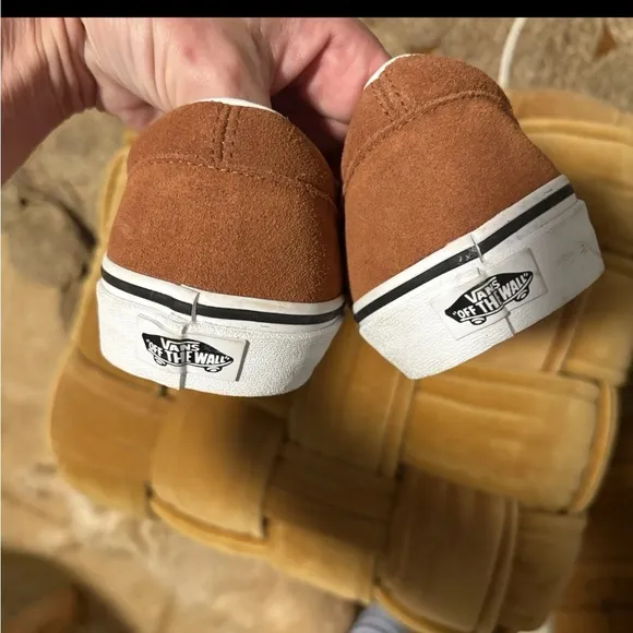 Vans Brown Slip-On Sneakers with Textured Finish