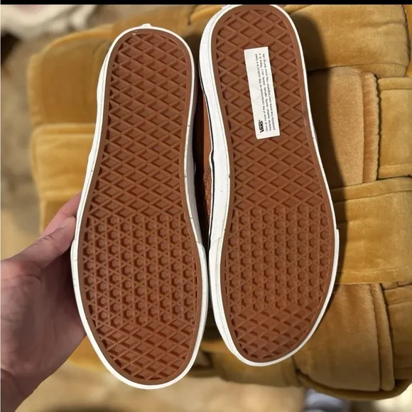 Vans Brown Slip-On Sneakers with Textured Finish