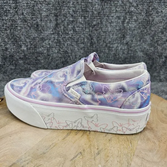 VANS Butterfly Tie-Dye Womens Size 8 Purpe Slip-On Stackform Platform Shoes