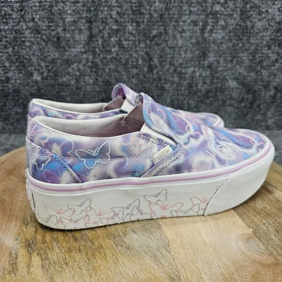 VANS Butterfly Tie-Dye Womens Size 8 Purpe Slip-On Stackform Platform Shoes