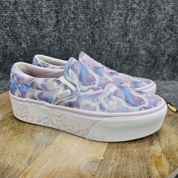 VANS Butterfly Tie-Dye Womens Size 8 Purpe Slip-On Stackform Platform Shoes