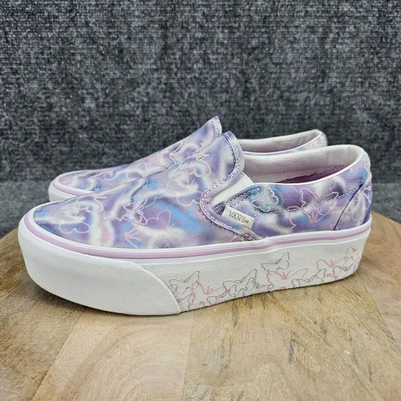 VANS Butterfly Tie-Dye Womens Size 8 Purpe Slip-On Stackform Platform Shoes