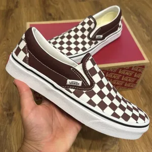 VANS checkerboard white brown slip on shoes sneakers women’s 7 new