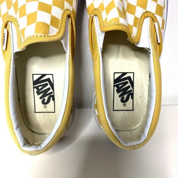 Vans Checkerboard Yellow Classic Slip On Unisex Skate Streetwear Shoes M6.5/W 8