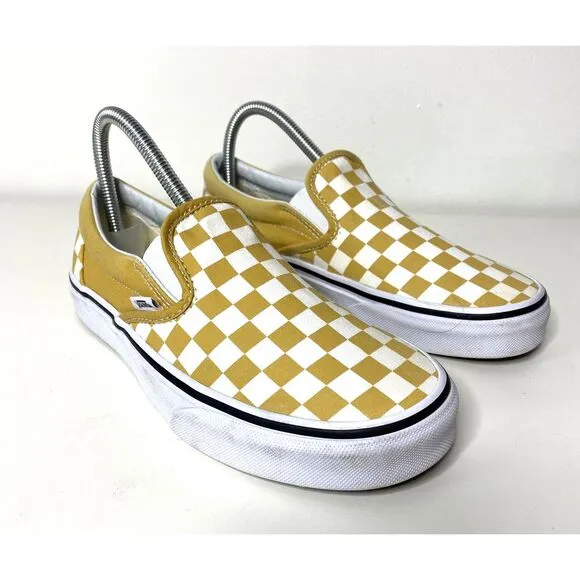 Vans Checkerboard Yellow Classic Slip On Unisex Skate Streetwear Shoes M6.5/W 8