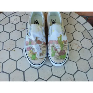 Vans Classic Slip On Desert Vibes Oatmeal White Sz 9 Men Western Core  Rare