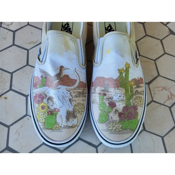 Vans Classic Slip On Desert Vibes Oatmeal White Sz 9 Men Western Core  Rare